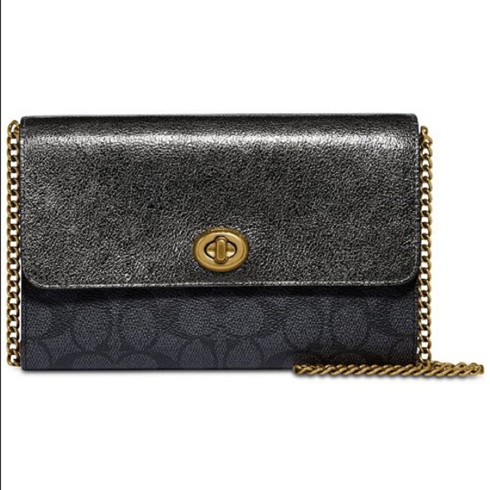 Coach Metallic Colorblock Turnlock Chain Crossbody